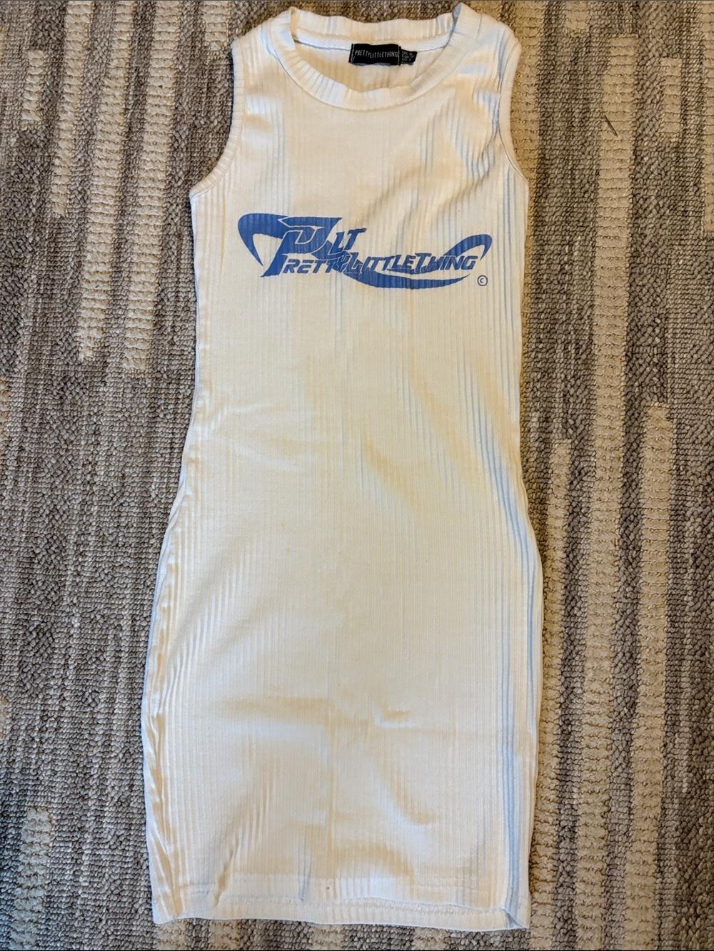 Pretty Little Thing ribbed white mini dress